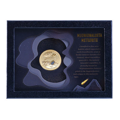 Rechteckige Meteoriten-Display-Box Münze Inlay Leder Glas-Box für Sammler