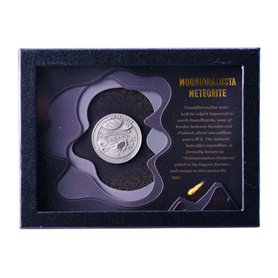 Rechteckige Meteoriten-Display-Box Münze Inlay Leder Glas-Box für Sammler