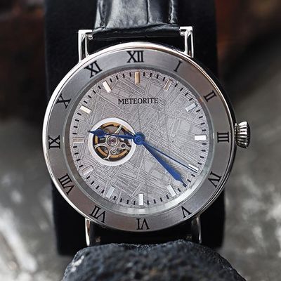 Zeitlose außerirdische Meteoriten Uhr 45 mm automatische Lederuhr