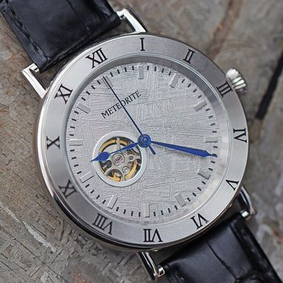 Zeitlose außerirdische Meteoriten Uhr 45 mm automatische Lederuhr
