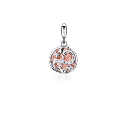 Rodiumbeschichtet Meteorit Liebes Charme Anhänger 925 Sterling Silber Anhänger 10mm