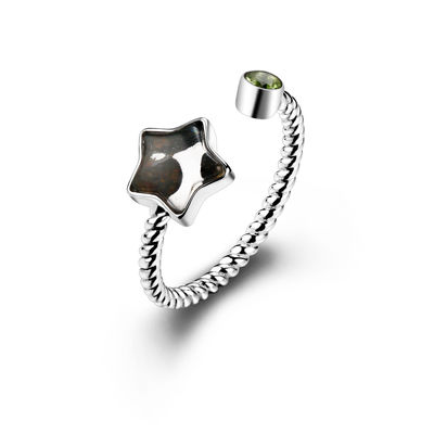 925 Silber Seymchan Pallasit Meteorit Schmuck Elegant 8mm Sternform Ring