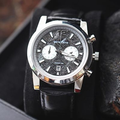 Sport-Stil Männer Meteoritenuhr 30mm Meteoriten Dial Gun Plattiert Saphir Kristall
