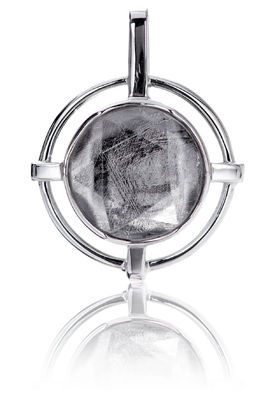 Interstellar Meteorite 925 Sterling Silber Anhänger 15 mm rund