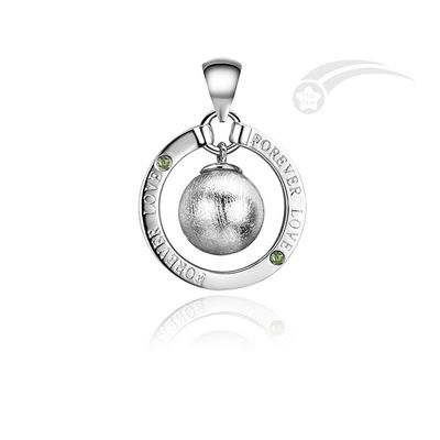 Für immer Liebe Meteorit 925 Sterling Silber Anhänger Bewegliche Meteorit Perle