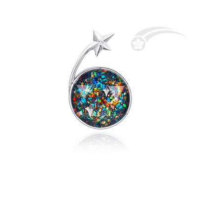 Schießender Davidsstern Anhänger Silber 20mm Meteorit Galaxie Anhänger