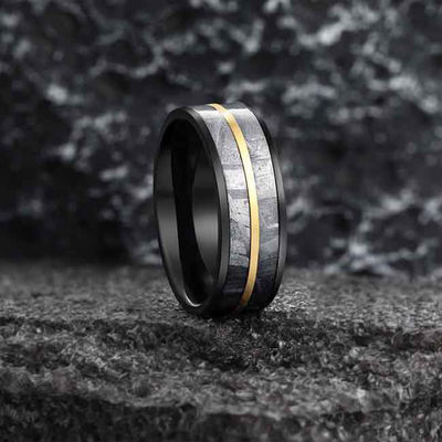 Hochzeitsband METEORIT RING 8mm ZWEI REIHE IN 2 TONEN MUONIONALUSTA
