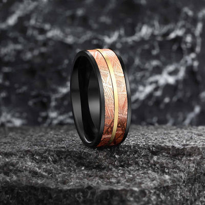 Hochzeitsband METEORIT RING 8mm ZWEI REIHE IN 2 TONEN MUONIONALUSTA