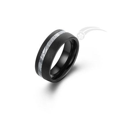 Wolfram Meteorit Ring Hochzeitsband mit 2mm Meteorit Ring
