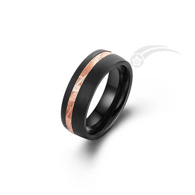 Wolfram Meteorit Ring Hochzeitsband mit 2mm Meteorit Ring