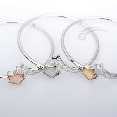 Weibliche Kleeblatt-Form von Echtem Meteorit Armband 925 Sterling Silber Armbänder