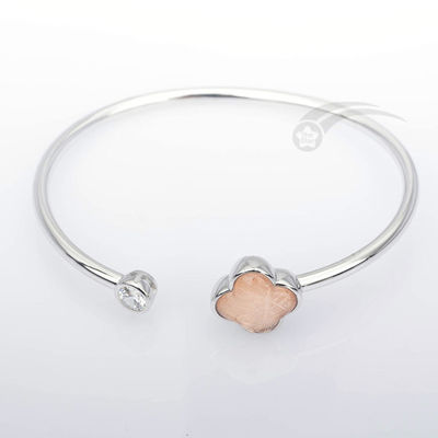 Weibliche Kleeblatt-Form von Echtem Meteorit Armband 925 Sterling Silber Armbänder