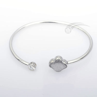 Weibliche Kleeblatt-Form von Echtem Meteorit Armband 925 Sterling Silber Armbänder