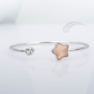 Modische 925 Sterling Silber Meteorit Manschetten Armband Sternform