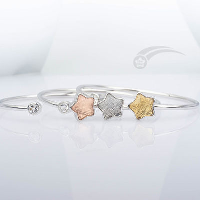 Modische 925 Sterling Silber Meteorit Manschetten Armband Sternform