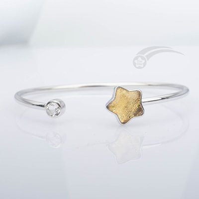 Modische 925 Sterling Silber Meteorit Manschetten Armband Sternform