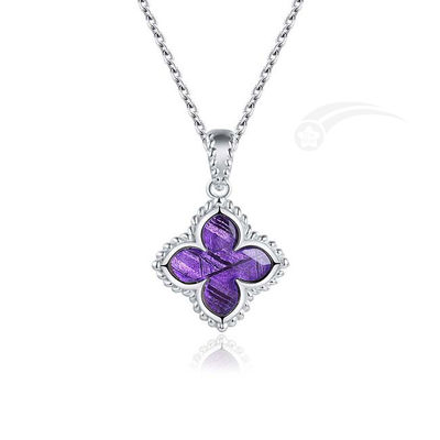 Romantischer Lilac Flower Meteorite 925 Sterling Silber Anhänger 12mm