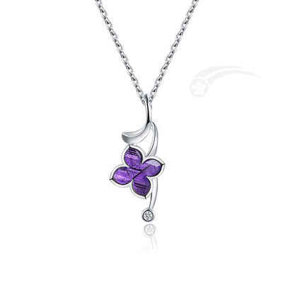 Exotische romantische Lilac Blume Halskette Meteorit 925 Sterling Silber Schmuck 10mm