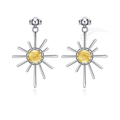 Sonnenform Meteorite 925 Sterling Silber Schmuck Silber hängender Ohrring 6mm rund