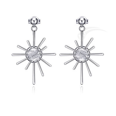 Sonnenform Meteorite 925 Sterling Silber Schmuck Silber hängender Ohrring 6mm rund
