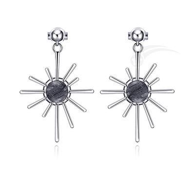 Sonnenform Meteorite 925 Sterling Silber Schmuck Silber hängender Ohrring 6mm rund