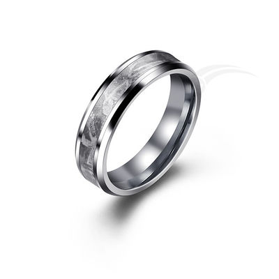 Klassischer Meteoritenring Muonionalusta Inlay Wolframband Ring