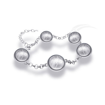Exquisite Meteorite 925 Sterling Silberkugel Armband Handgefertigt Meteoriten Schmuck