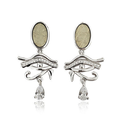 Handgefertigt Meteorit-Auge von Horus Sterling Silber Anhänger Verblassfestigkeit