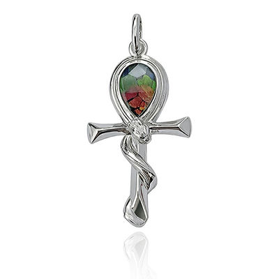 6*9 Tränen Tropfen Eisen Meteorit 925 Sterling Silber Kreuz Anhänger handgefertigt