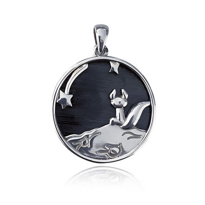 Der kleine Prinz Eisen Meteorit 925 Sterling Silber Anhänger 20mm Runde