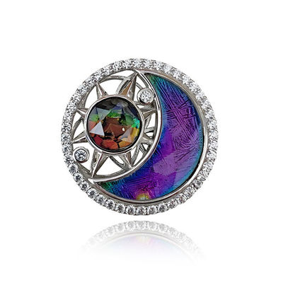 Mond und Stern Meteorit 925 Sterling Silber Anhänger mit Ammolit