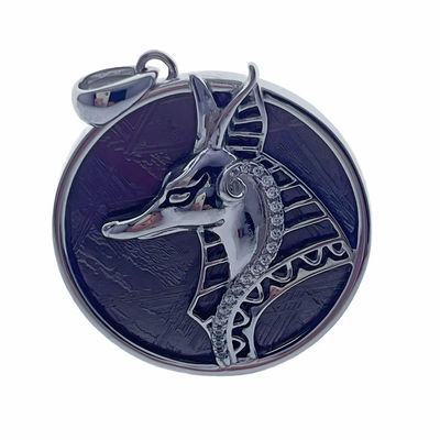 925 Sterling Silber Eisen Anubis Meteorit Anhänger Schmuck Männer Exklusivstil