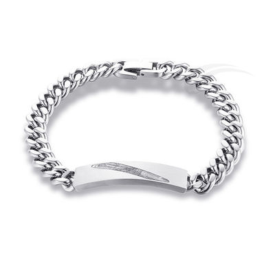 Natürliche Muster Meteorit Edelstahl Schmuck Armband Rhomboid poliert